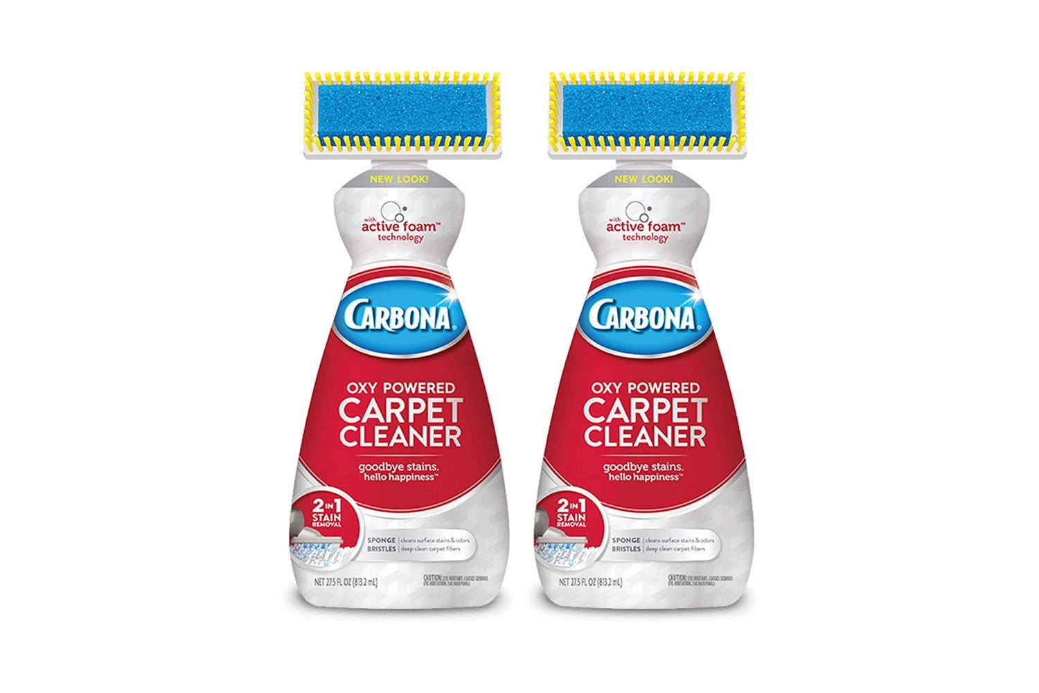 Two bottles of Carbona Oxy Powered 2-in-1 Carpet Cleaner