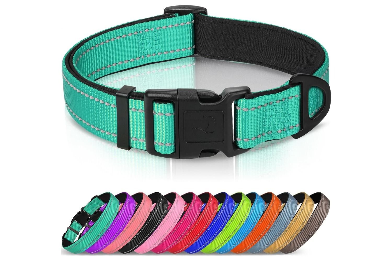Joytale Reflective Dog Collar, Soft Neoprene Padded, Metal D-Ring, Nylon Pet Collar Adjustable for Large Dogs