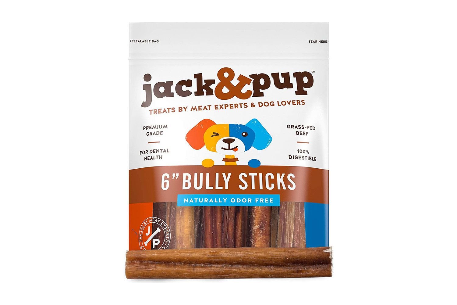 Jack & Pup 6-Inch Premium-Grade Odor-Free Bully Sticks