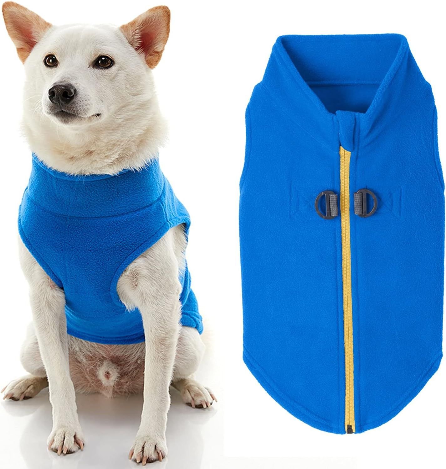 gooby fleece step in zip up jacket for dogs
