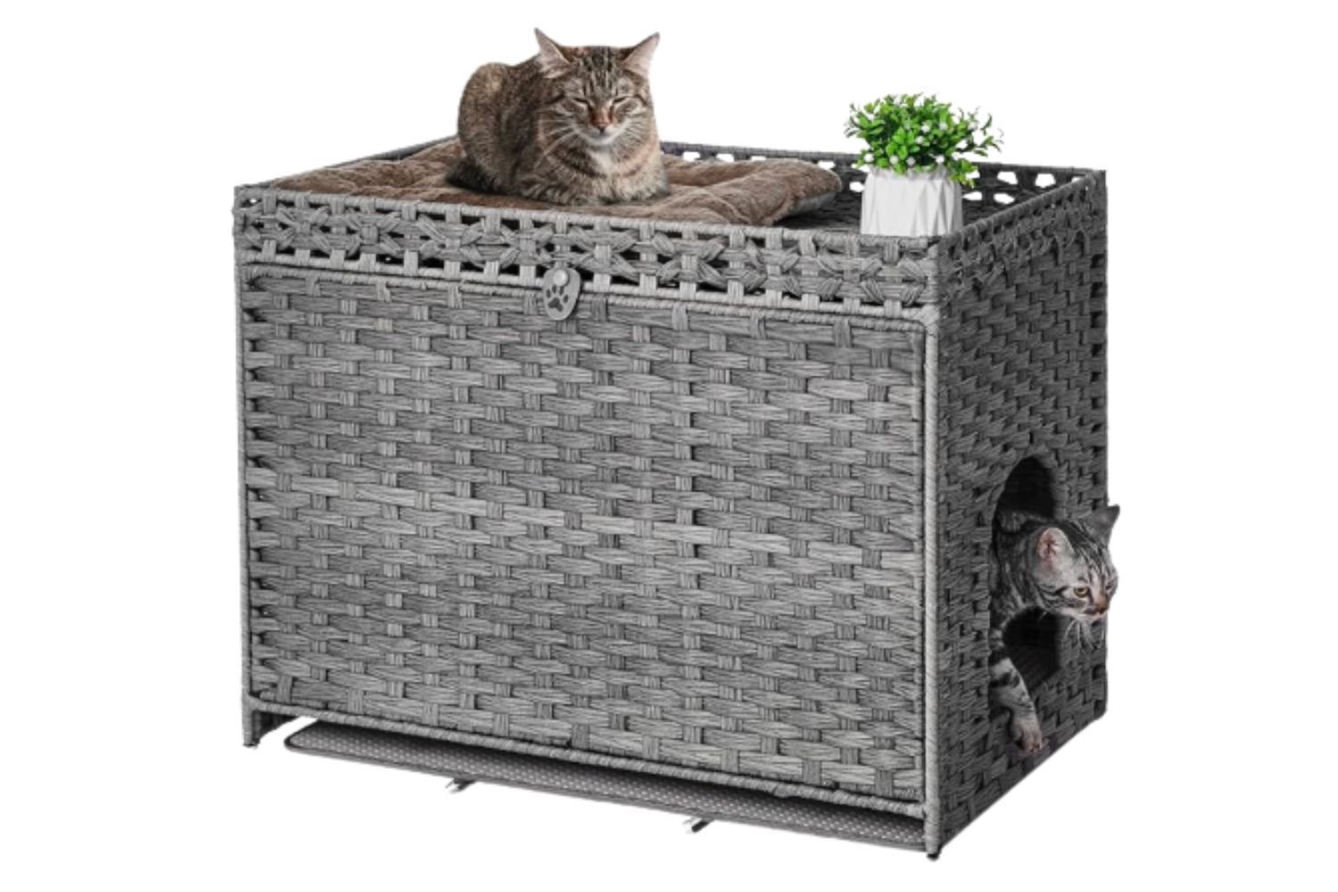 Honiakaka Cat Litter Box Enclosure with Soft Litter Mat