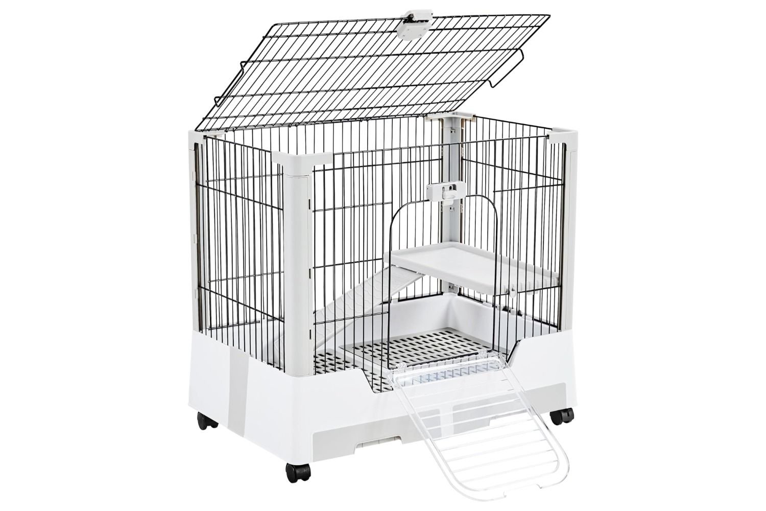aheetech 30'' Small Animal Cage 2-Level Open Top Rabbit Cage on Wheels