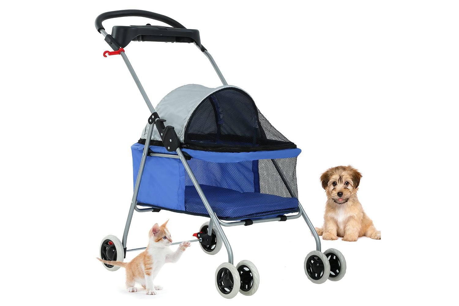 BestPet Pet Stroller 4 Wheels Posh Folding Waterproof Portable Travel Cat Dog Stroller