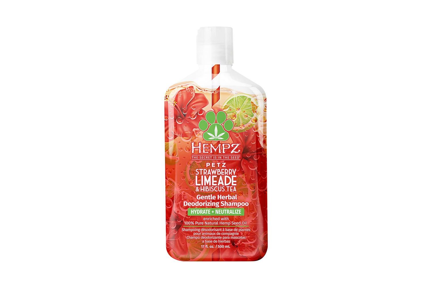 HEMPZ Petz Strawberry Limeade & Hibiscus Tea Herbal Gentle & Deodorizing Shampoo