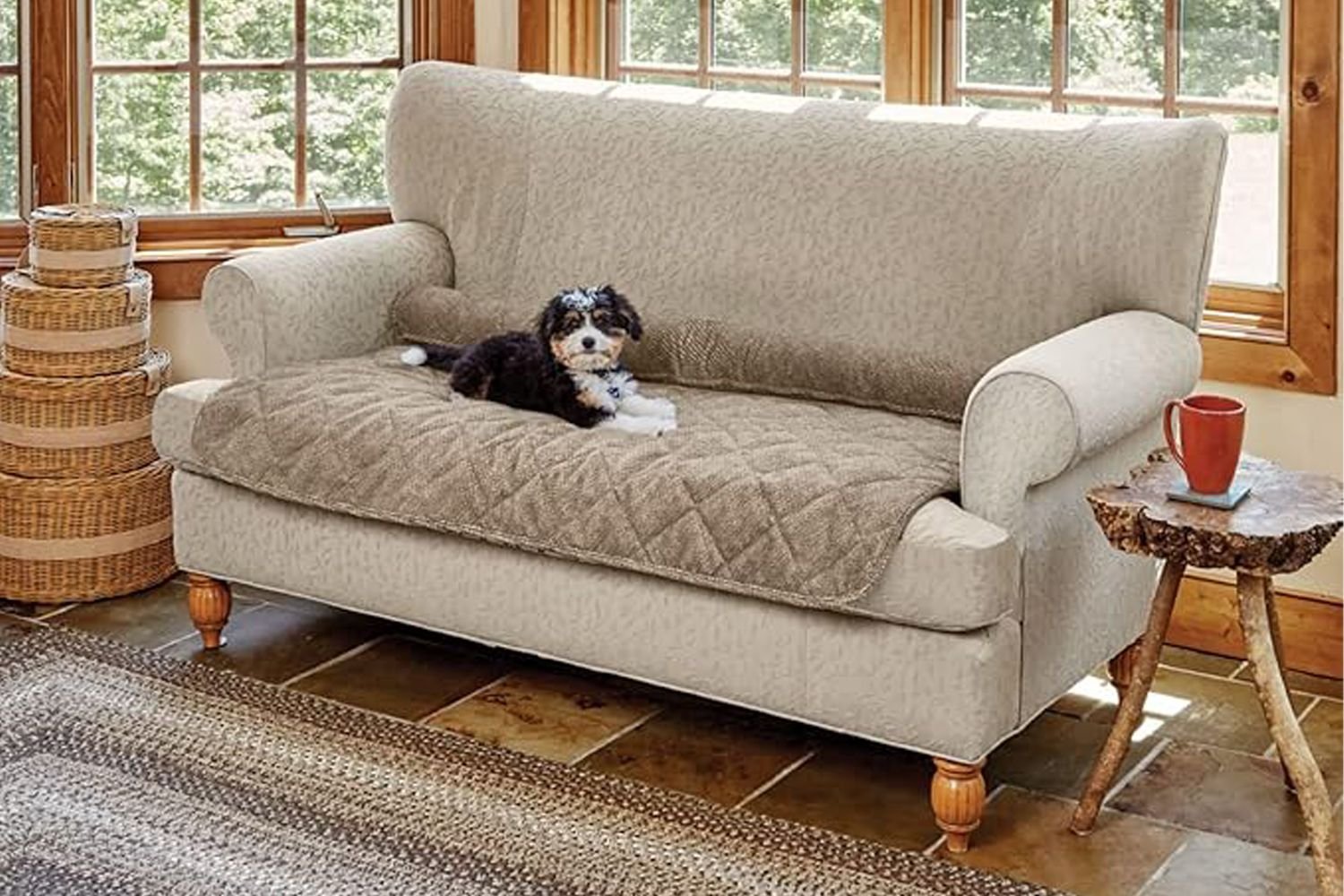 Orvis Grip-Tight Quilted Furniture Protector with Zip-Off Bolster